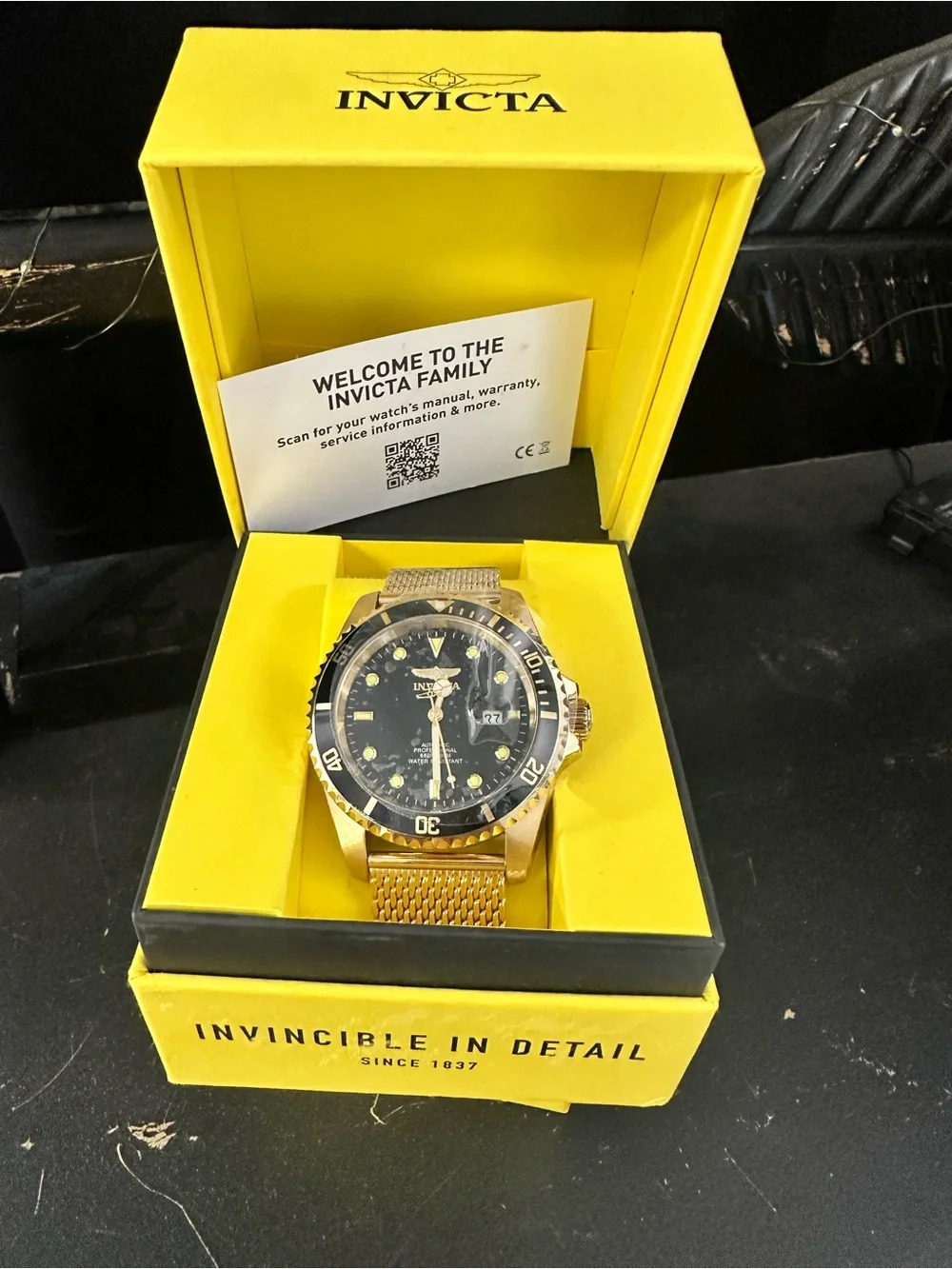 Invicta Gold Mesh Bracelet Watch with Yellow Accents - Picture 1 of 2